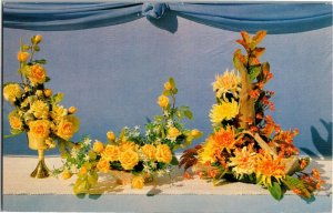 Yellow Flowers, California Artificial Flower Co Providence RI Vtg Postcard B17