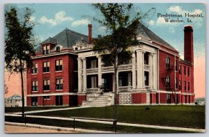 Waterloo Iowa~Presbyterian Hospital Bldg Exterior View~PM 1915~Vintage Postcard