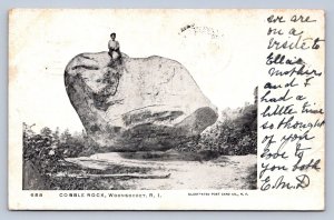 K5/ Woonsocket Rhode Island Postcard c1910 Cobble Rock Geology Boy 318