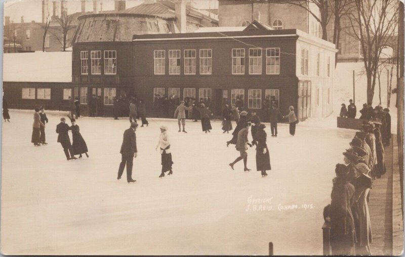 Ice Skating Rideau Hall Ottawa Ontario Skaters c1915 Basil Reid RP Postcard H59