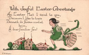 With Joyful Easter Greetings Holiday Eastertide Wishes Vintage Postcard 1922