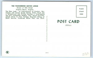 2 Postcards VIRGINIA BEACH, VA ~ Roadside THUNDERBIRD MOTOR LODGE Pool c1960s