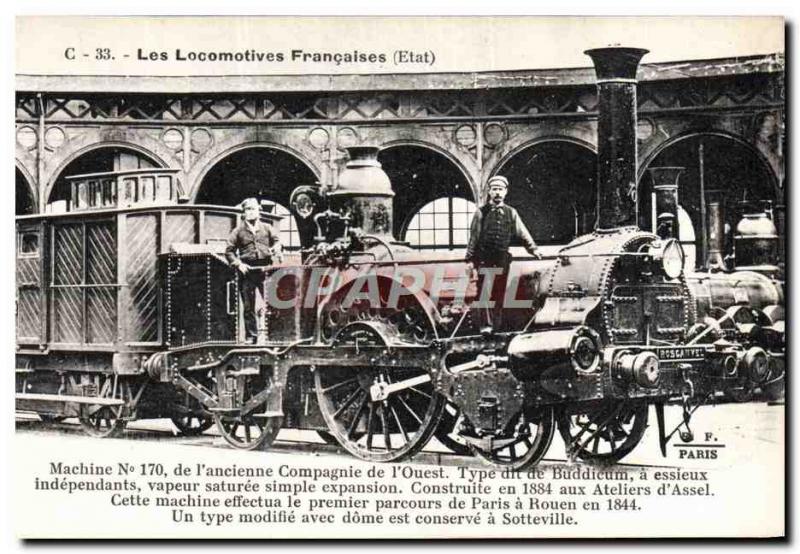 Postcard Old Train Locomotive Machine 170 of the company & # 39ancienne of & ...