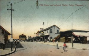 Colon Panama Fifth St.RR Train Station Depot c1910 Postcard