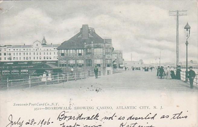 New Jersey Atlantic City Boardwalk Showing Casino 1906