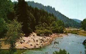 Vintage Odd Fellows Beach, Odd Fellows Park, Russian River, Cal. Postcard P127