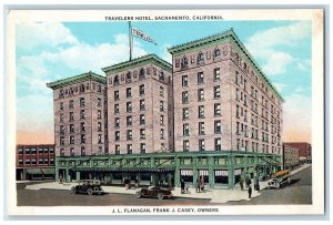 c1920 Travelers Hotel Fireproof Building Exterior Sacramento California Postcard