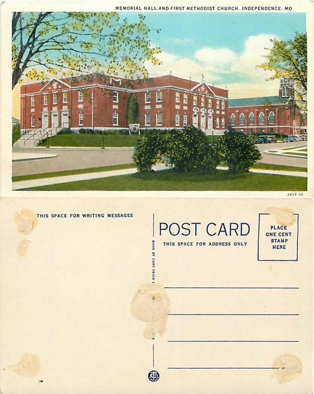 Memorial Hall & First Methodist Church, Independence, Missouri, MO, White Border