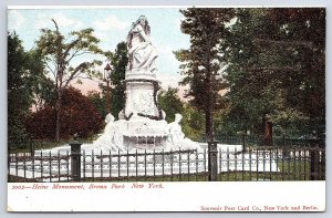 Vintage Postcard Heine Monument Fountain Statue Bronx Park New York City N.Y.