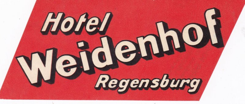 Germany Regensburg Hotel Weidenhof Vintage Luggage Label sk2349