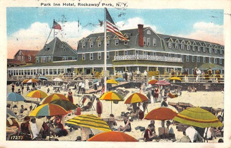 Rockaway Park New York Inn Hotel Beach Scene Antique Postcard K63941