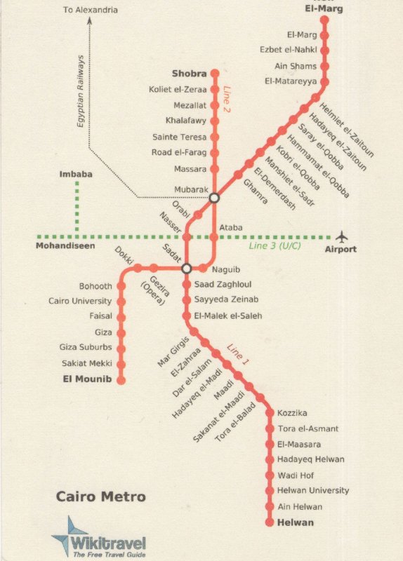Cairo Metro Underground Greece Train Map Postcard