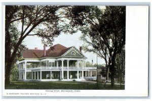 Davenport Iowa Postcard Outing Club Exterior View Building c1905 Vintage Antique