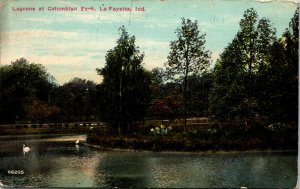 Vtg 1910s Lagoons at Columbian Park Lafayette Indiana IN Postcard