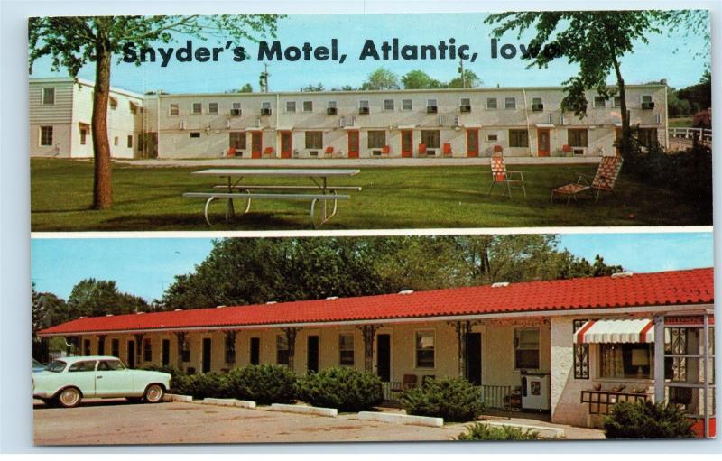 Snyder's Motel Atlantic Iowa Postcard D72