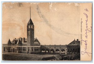 1906 Union Depot Exterior View Shreveport Louisiana LA Posted Carriages Postcard