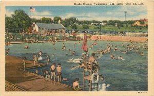 Postcard South Dakota Sioux Falls Drake Springs swimming pool Teich 23-9789