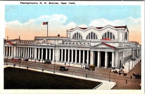 NY New York City PENNSYLVANIA RAILROAD STATION~Penn TRAIN DEPOT ca1920s Postcard