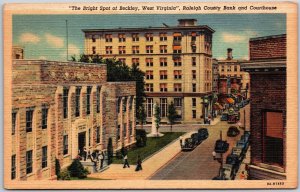 Beckley West Virginia, Bright Spot, Raleigh County Bank, Courthouse, Postcard