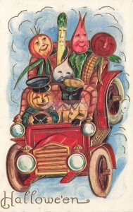 Halloween, Whitney No WNY10-9, Anthropomorphic Vegetable and Cat in Auto
