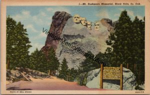 Mt. Rushmore Memorial Black Hills SD Postcard PC355