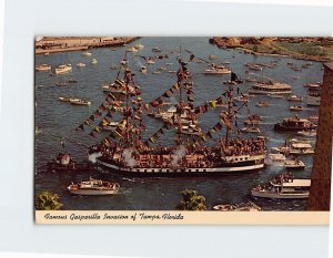 Postcard Famous Gasparilla Invasion of Tampa Florida USA