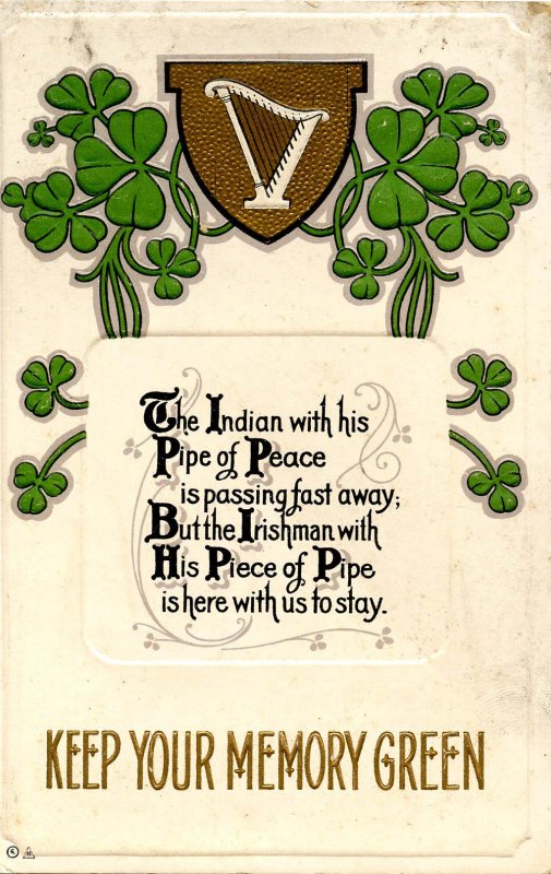 Greeting - St Patrick's Day        (embossed, gold)