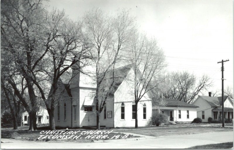Real Photo Postcard Christian Church in Tecumseh, Nebraska