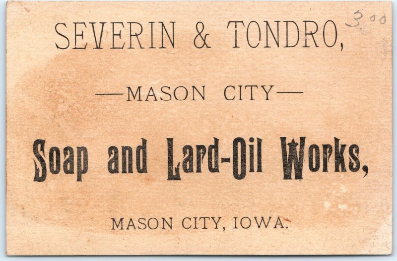 c1880s Mason City, Iowa Ocean Spray Soap Boat Trade Card Lard Severin Tondro C48