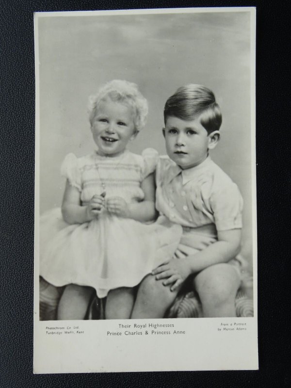 Queen Elizabeth ll PRINCE CHARLES & PRINCESS ANNE c1950s RP Postcard