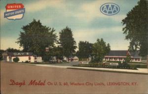 Lexington KY Day's Motel Linen Postcard