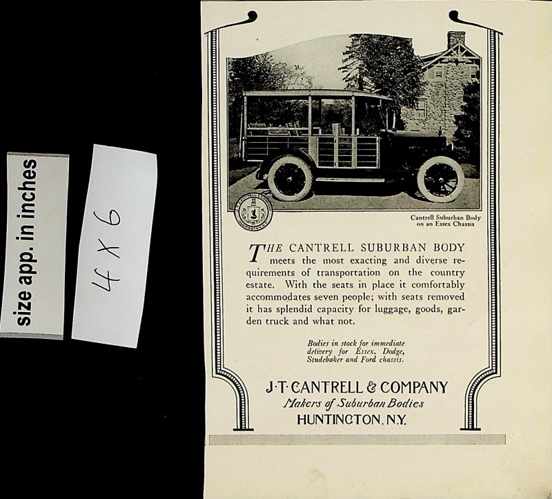 1922 JT Cantrell Auto Body Makers Essex Chassis Truck Vintage Print Ad 5748