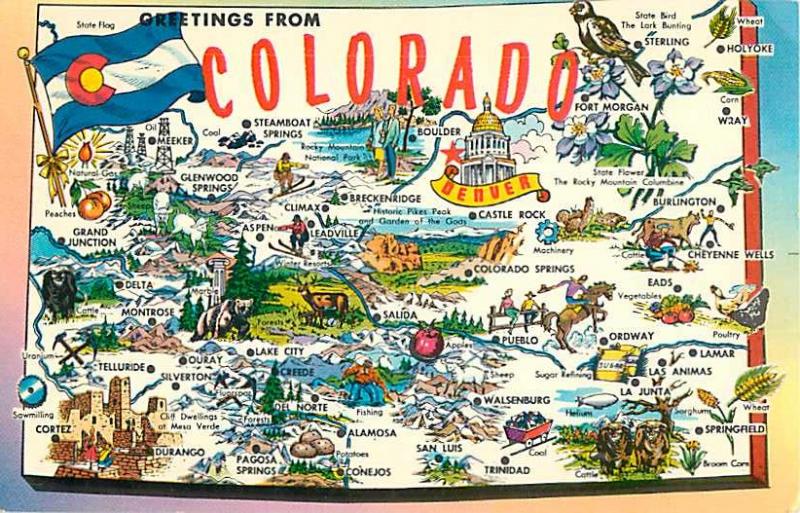 Greetings from Colorado Map Card
