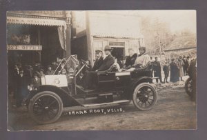 rppc c1910 VELIE CAR DEALERSHIP Racecar FRANK ROOT #5 Driver ADVERTISING