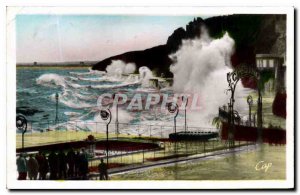 Postcard Old Granville effect of waves on La Digue