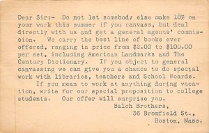 Balch Brothers Boston, Massachusetts, USA Postal Cards, Late 1800's Writing o...