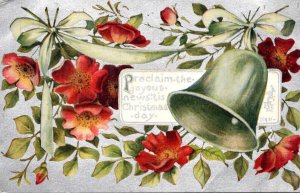 Christmas With Silver Bell and Flowers