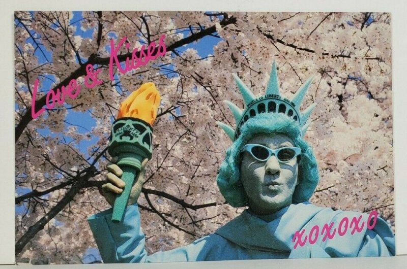 Miss Liberty Love and Kisses Living Statue of Liberty Postcard P10