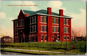 View of Lincoln High School, Enid OK c1909 Vintage Postcard F47