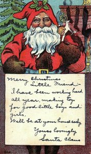 C.1910 Oddball Fab Santa Claus w/ Letter Postcard P151