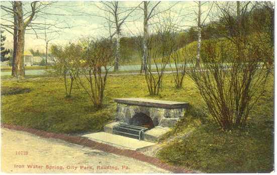 Iron Water Spring, City Park, Reading ,Pennsylvania, PA, Divided back