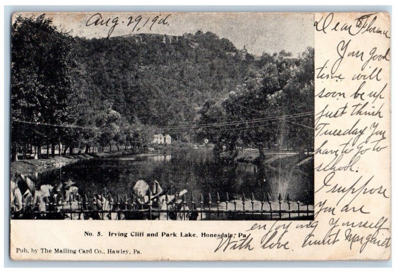 1906 Irving Cliff And Park Lake Honesdale Pennsylvania PA Antique Postcard 