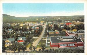 Rapid City South Dakota Aerial View~School?-Houses-Street~1920s Postcard