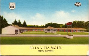 Linen Postcard Bella Vista Motel and Coffee Shop US 101 in Arcata, California