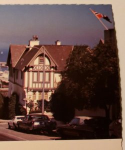 Vintage Postcard San Francisco cable car Hyde Street old autos ocean view ships