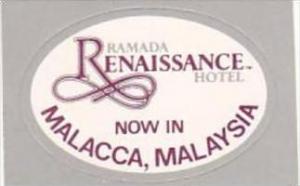 MALAYSIA MALACCA RAMADA RENAISSANCE HOTEL VINTAGE LUGGAGE LABEL