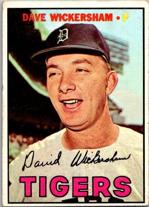 1967 Topps Baseball Card Dave Wickersham Detroit Tigers sk2271