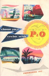 P&O 1957 Cruise Ship Art Deco Advertising Programme Wall Chart