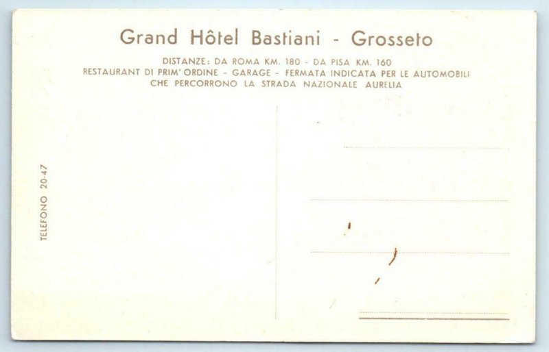 GROSSETO, ITALY ~ Artist View GRAND HOTEL BASTIANI Street Scene  Postcard