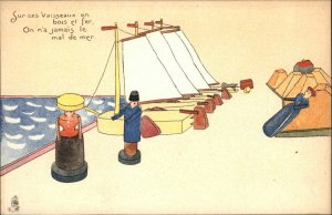 TUCK 276 Wooden Dolls & Sailboats c1905 Postcard EXC COND